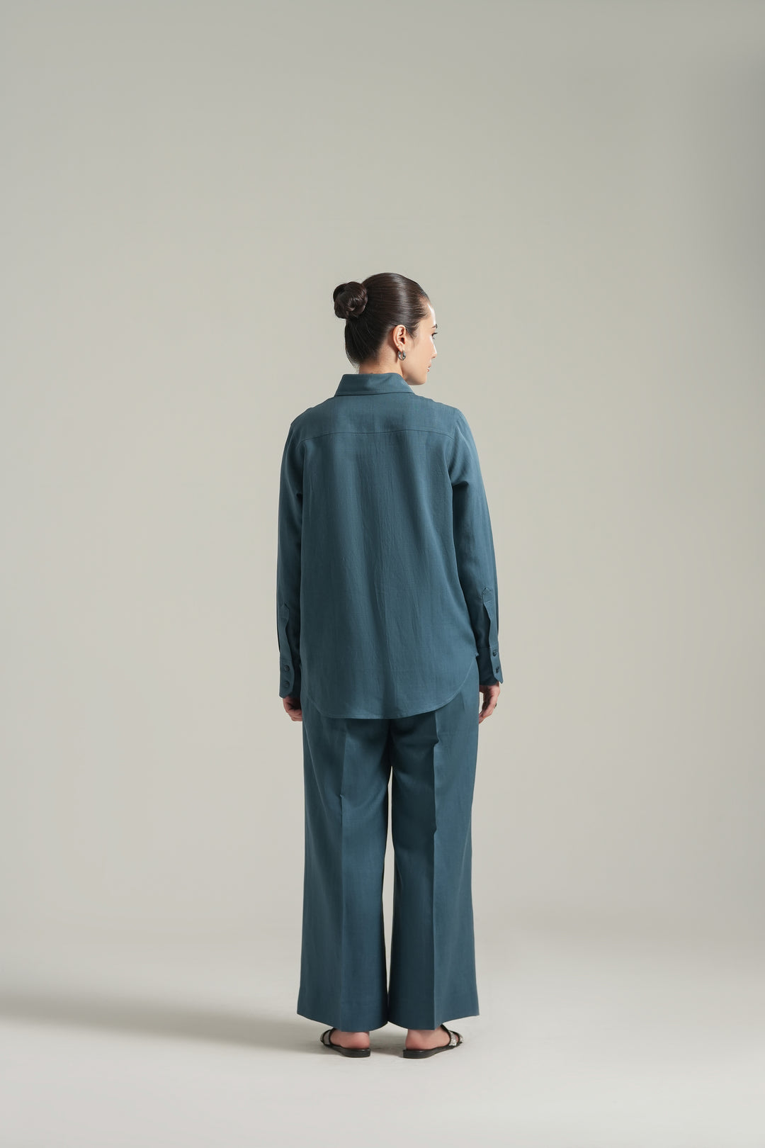 Blue Teal Linen Co-Ord Set