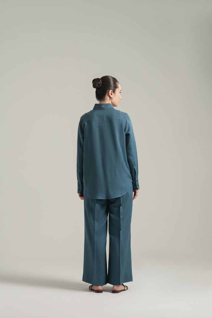 Blue Teal Linen Co-Ord Set