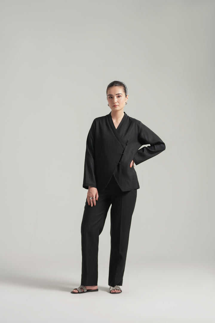 Black Linen Kimono