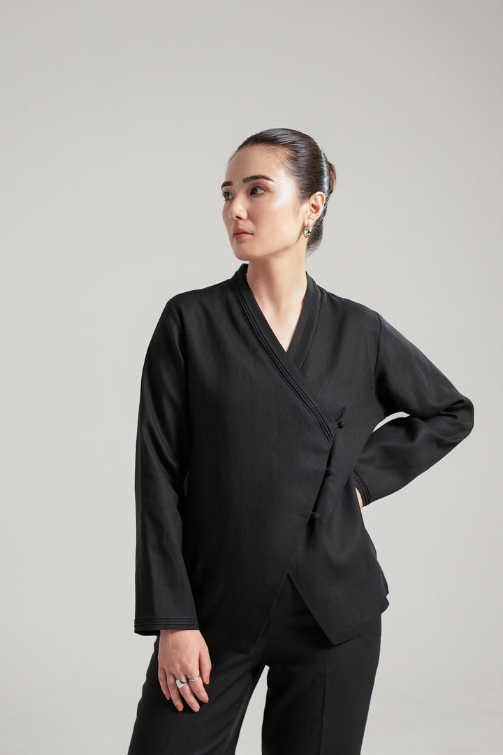 Black Linen Kimono