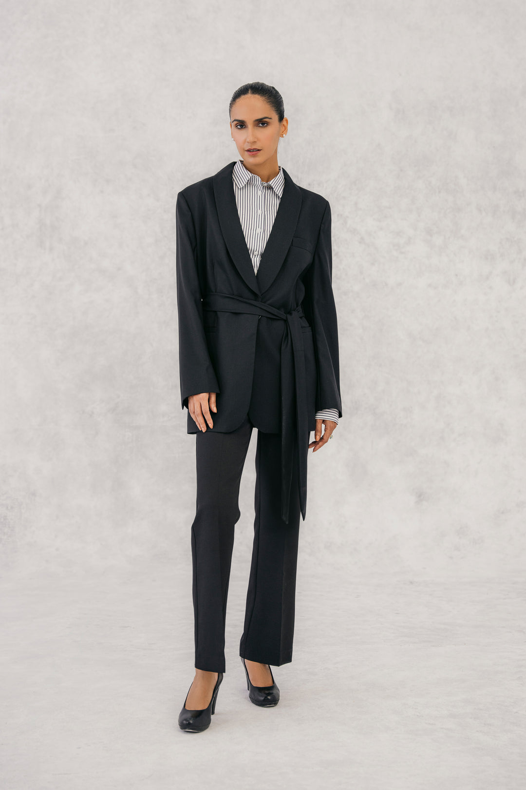 Black Tropical Shawl Collar Suit