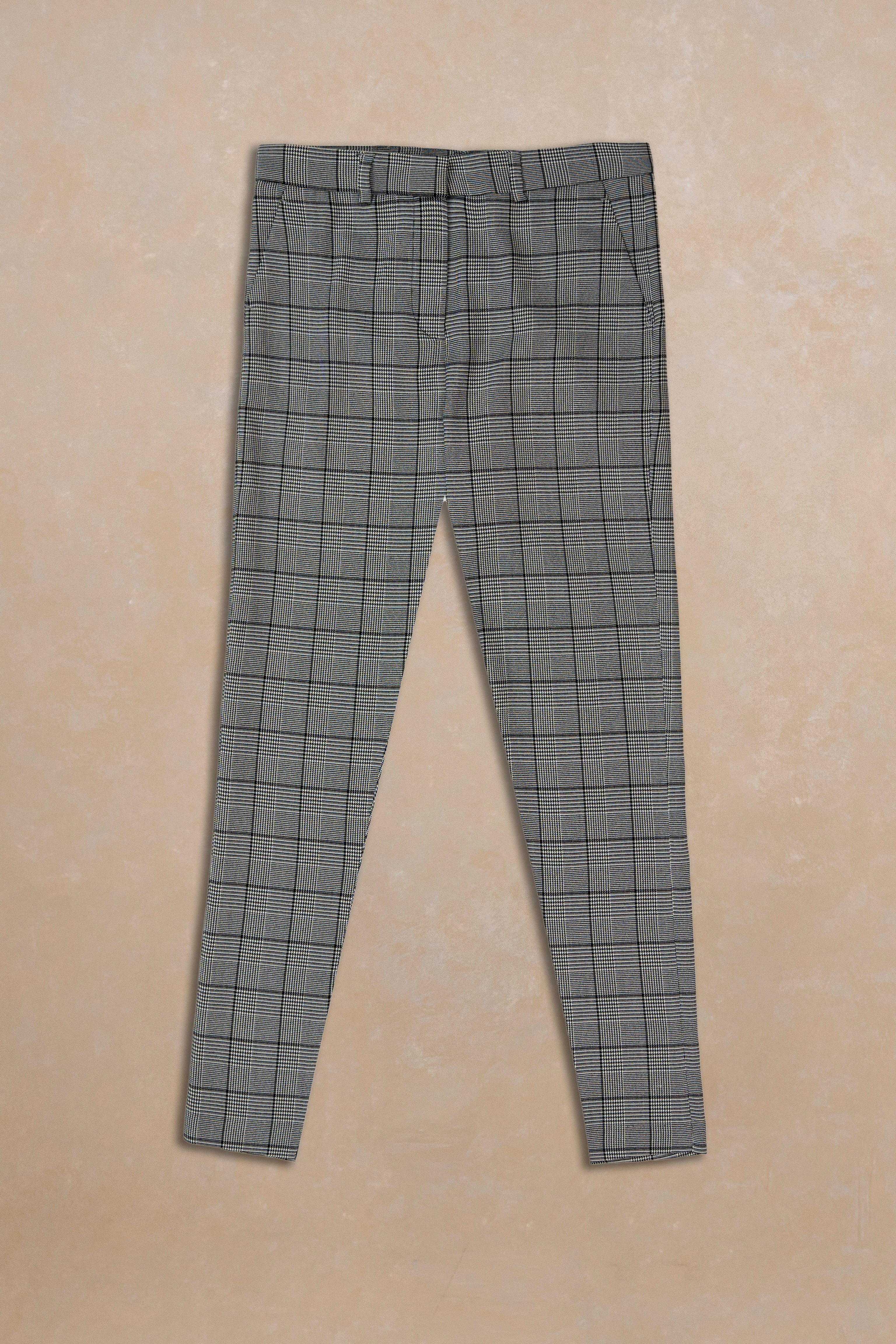 BLACK AND WHITE SLIM FIT TROUSER