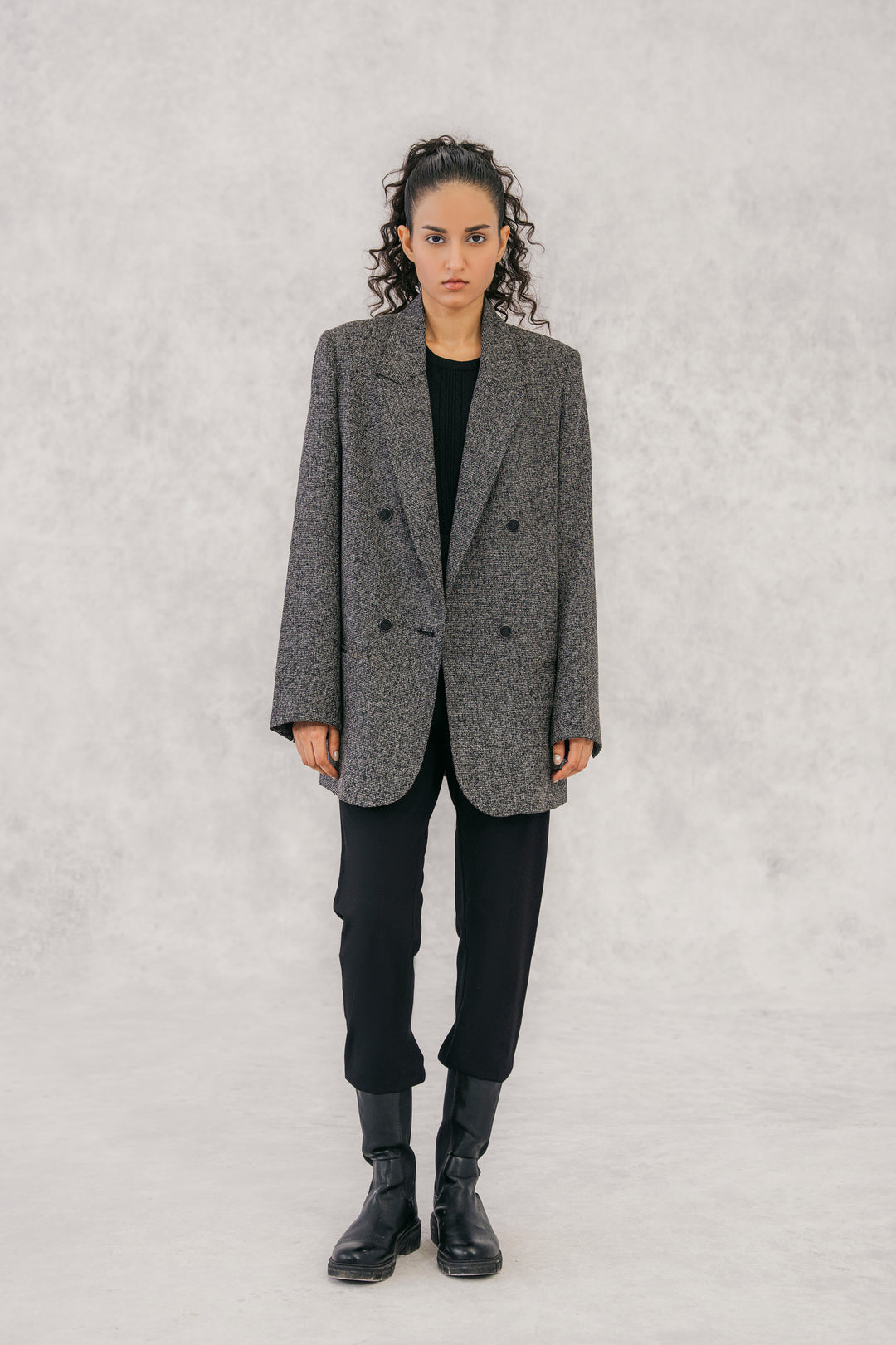 Charcoal Textured Wool Blazer