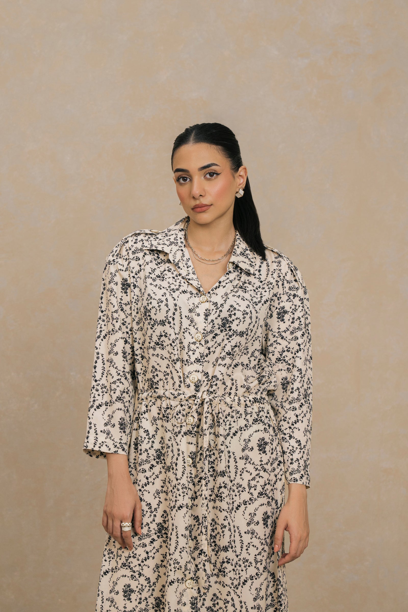 Cream Black Shirt for women