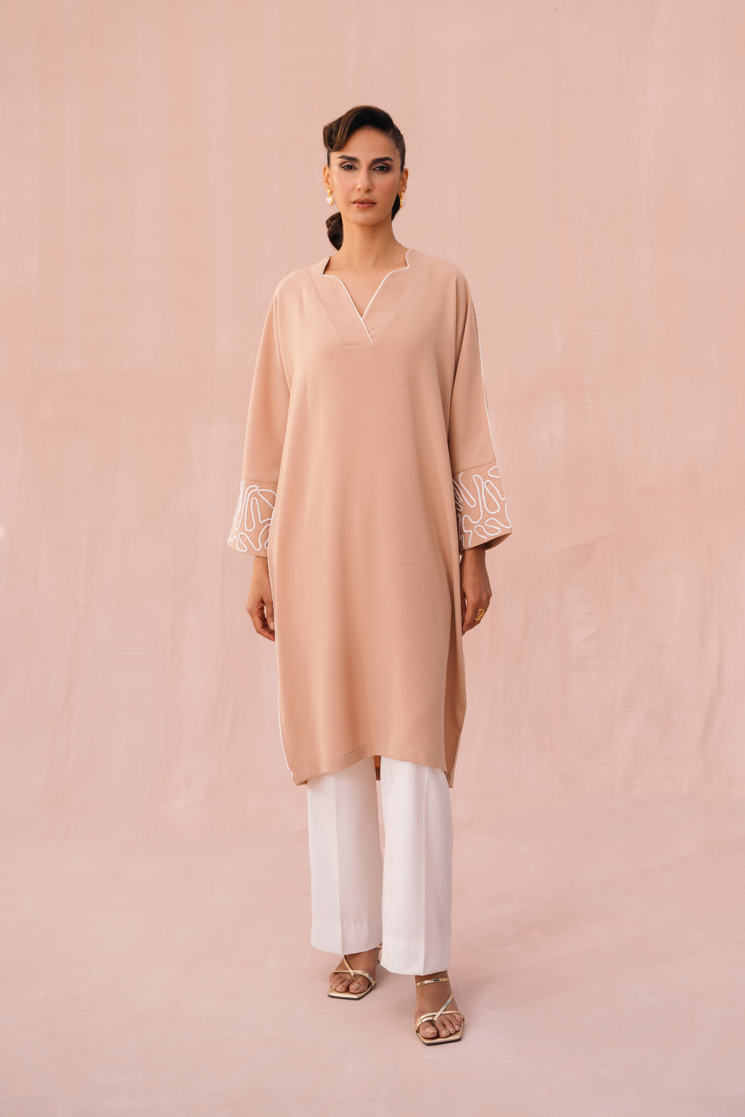 Beige Bliss festive wear dress for women