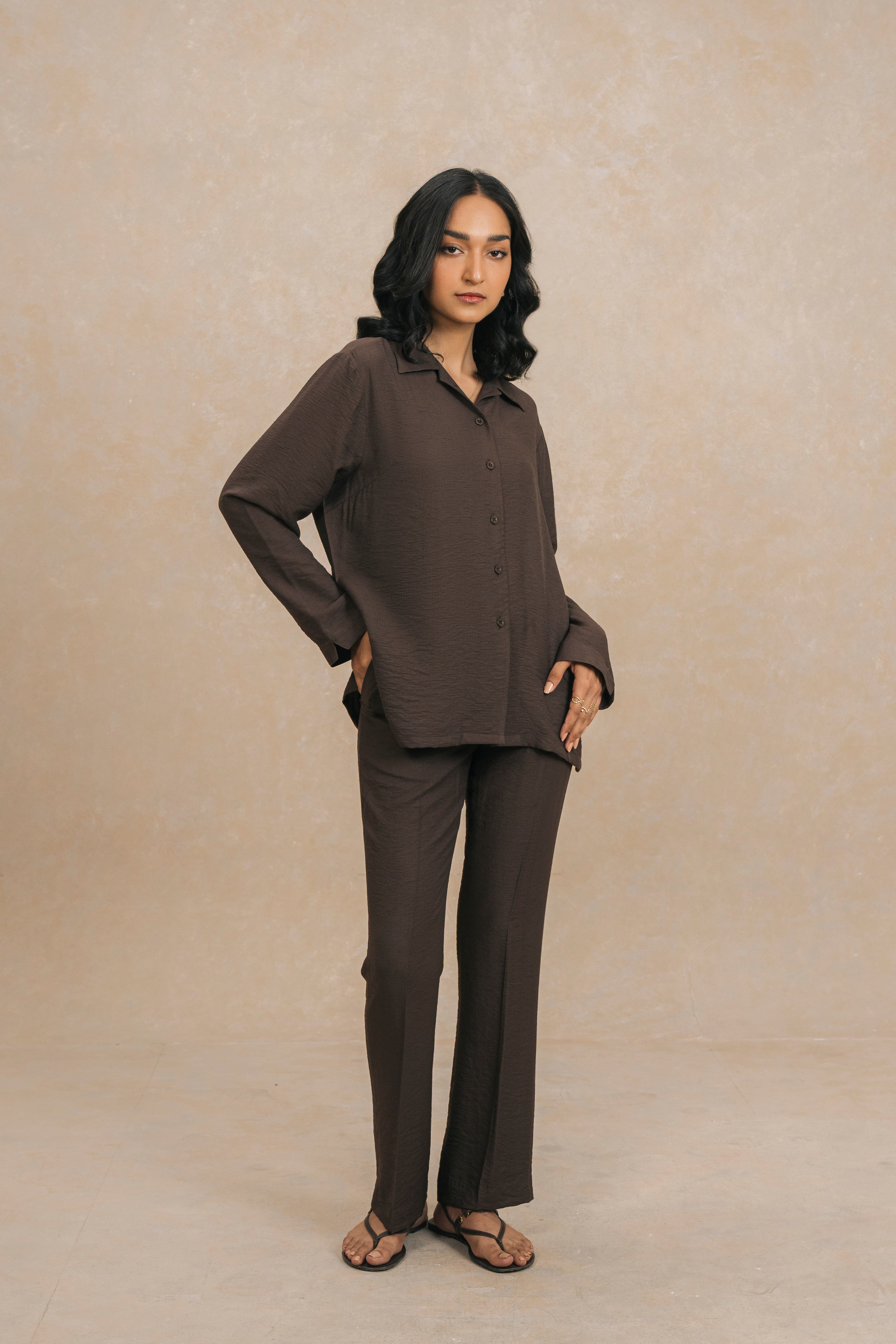 Be Outstanding With Beige Decode The Stunning Look For 2024   1 DarkBrownCoordinatingSetforwomen 