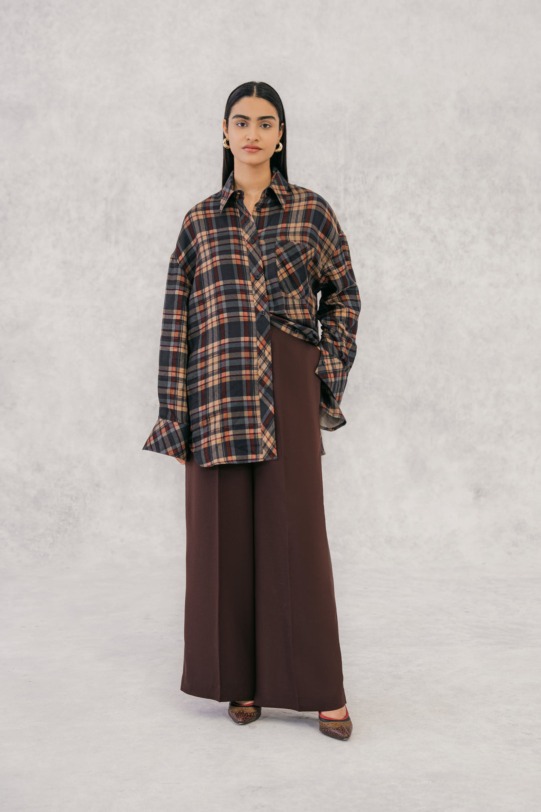 Multi Check Flannel Oversized Shirt