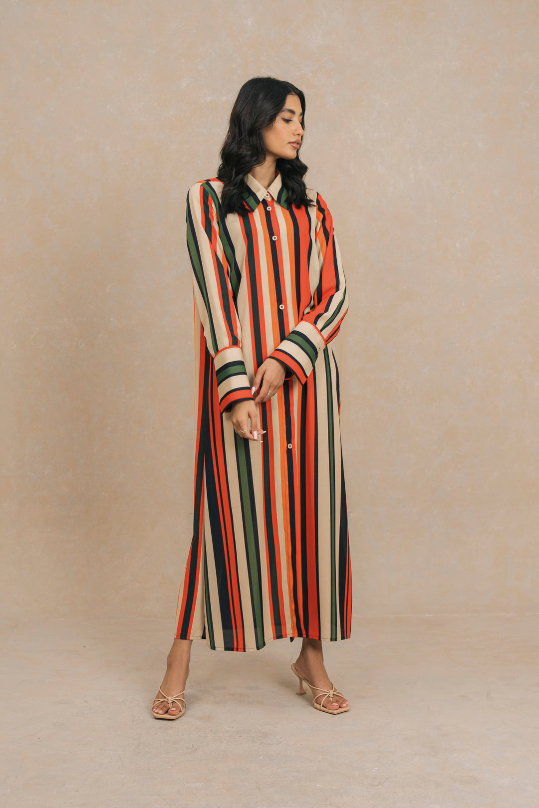 Multi Color Striped Shirt Dress