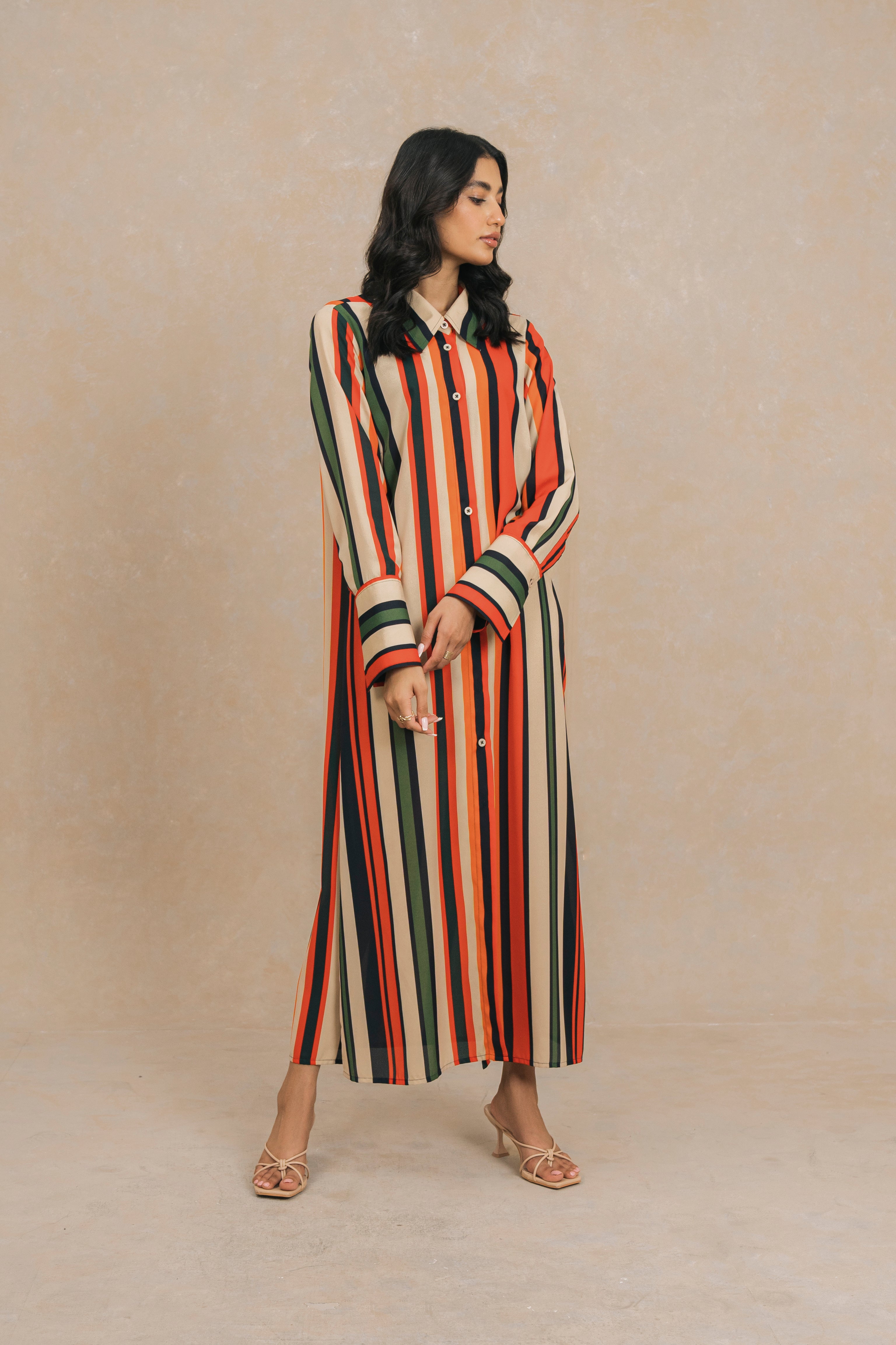 Multi Color Striped Shirt Dress