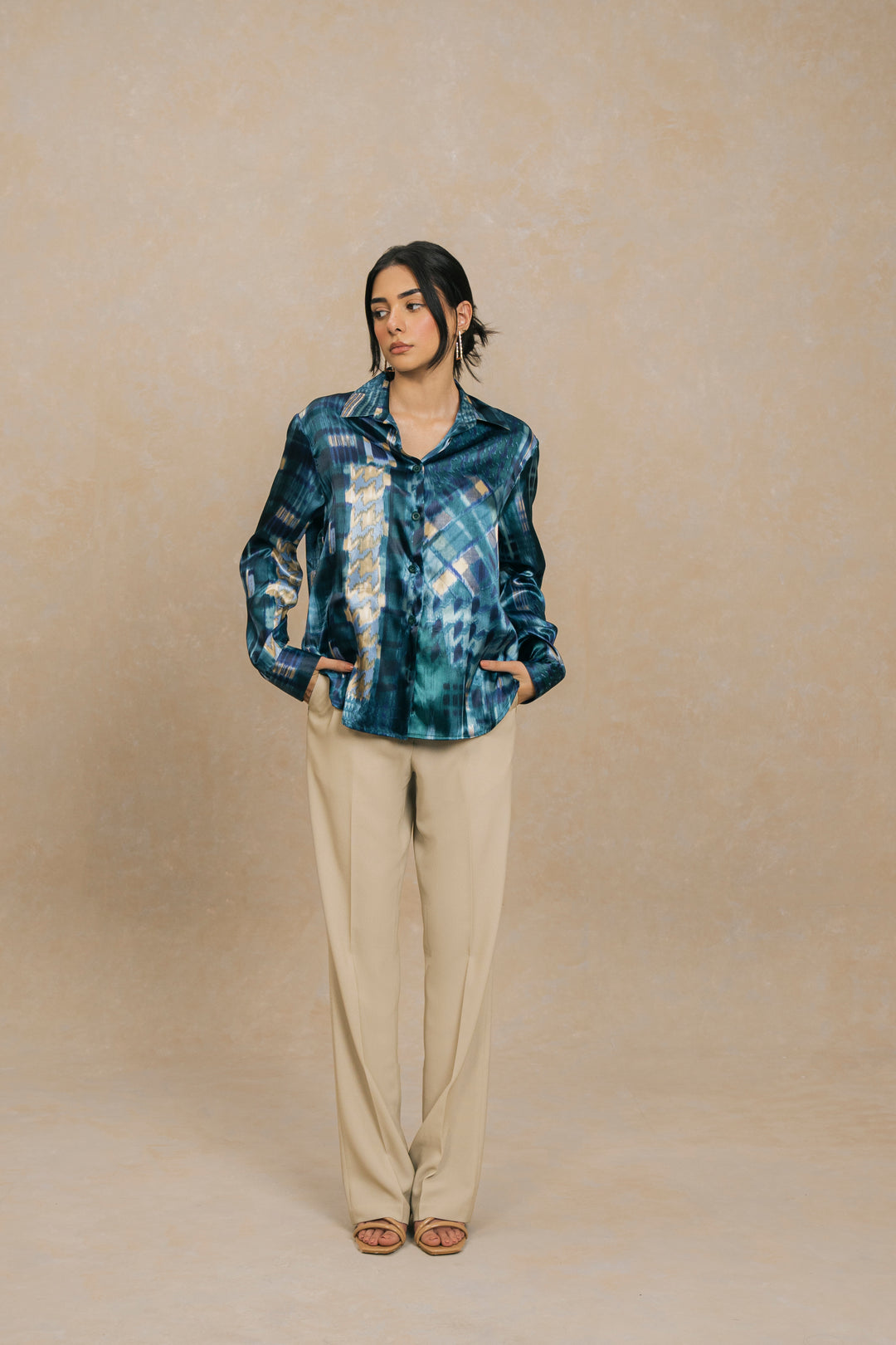 Blue Multi Flowy Relaxed Fit Shirt