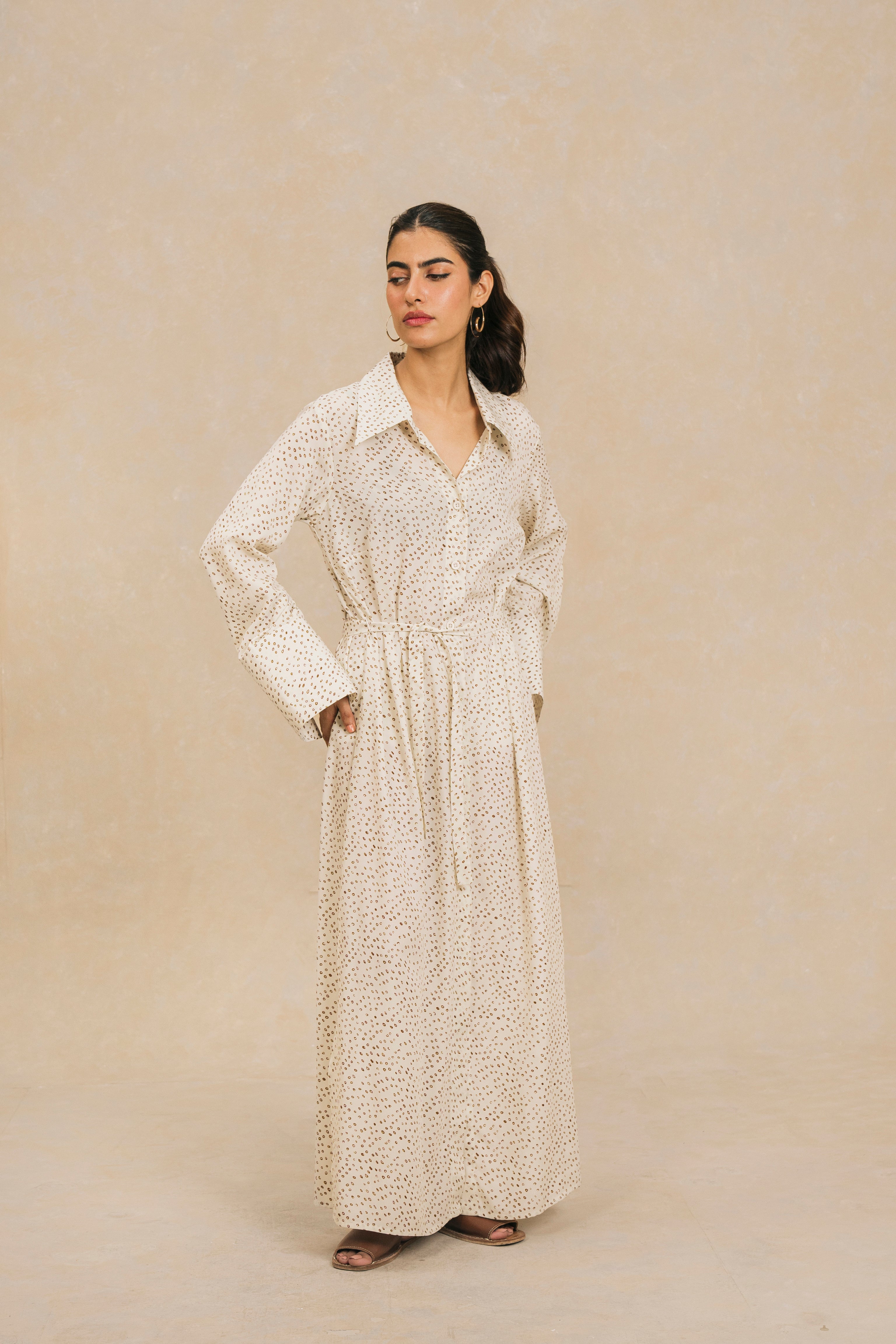 Off White Long Shirt Dress