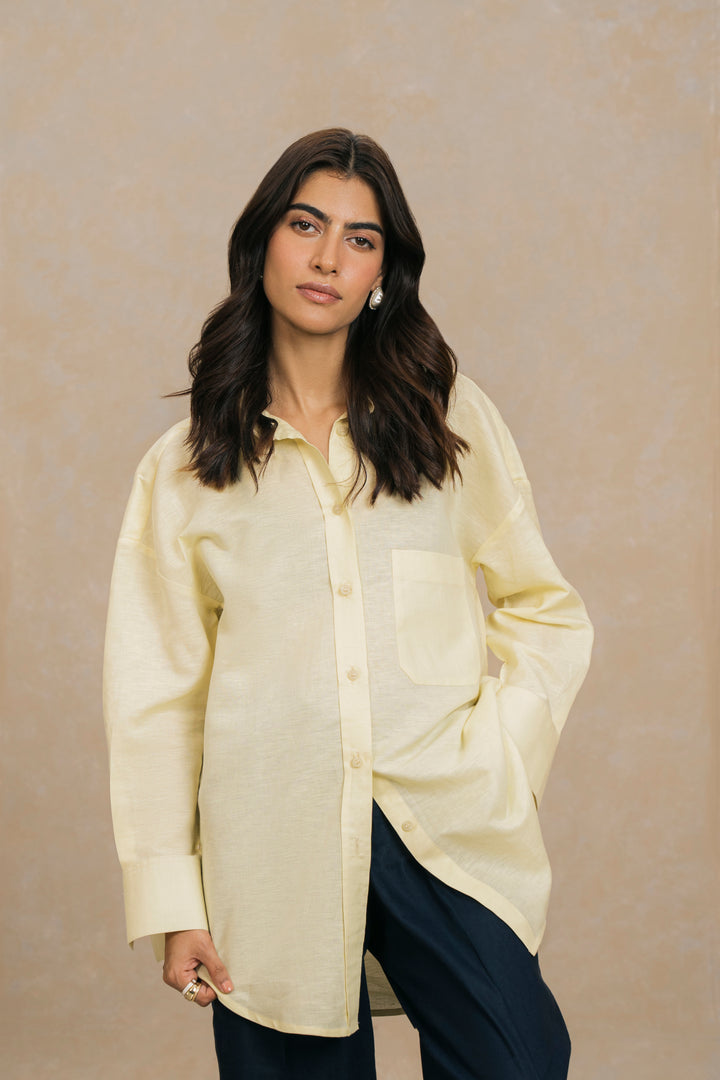 Pastel Yellow Linen Shirt