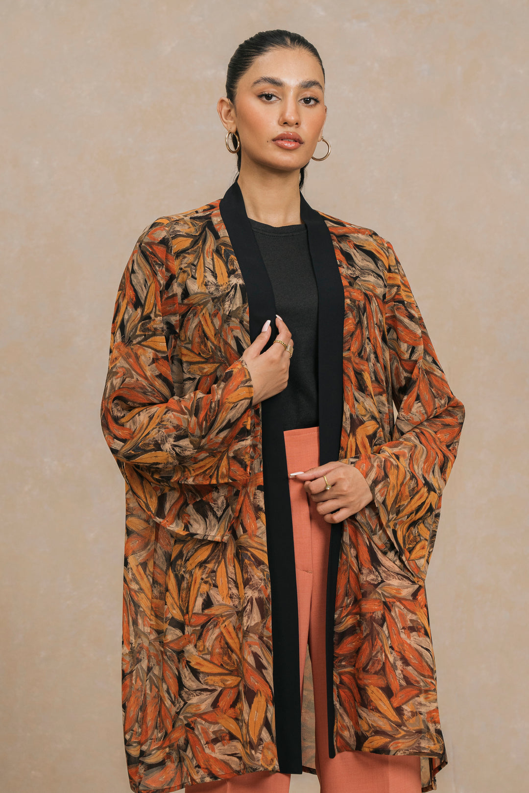 RUST MULTI FLORAL PRINT SHRUG