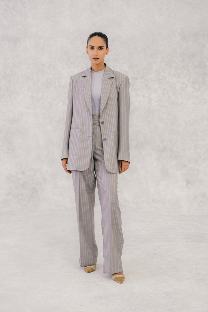 Tropical Grey Striped Classic Suit