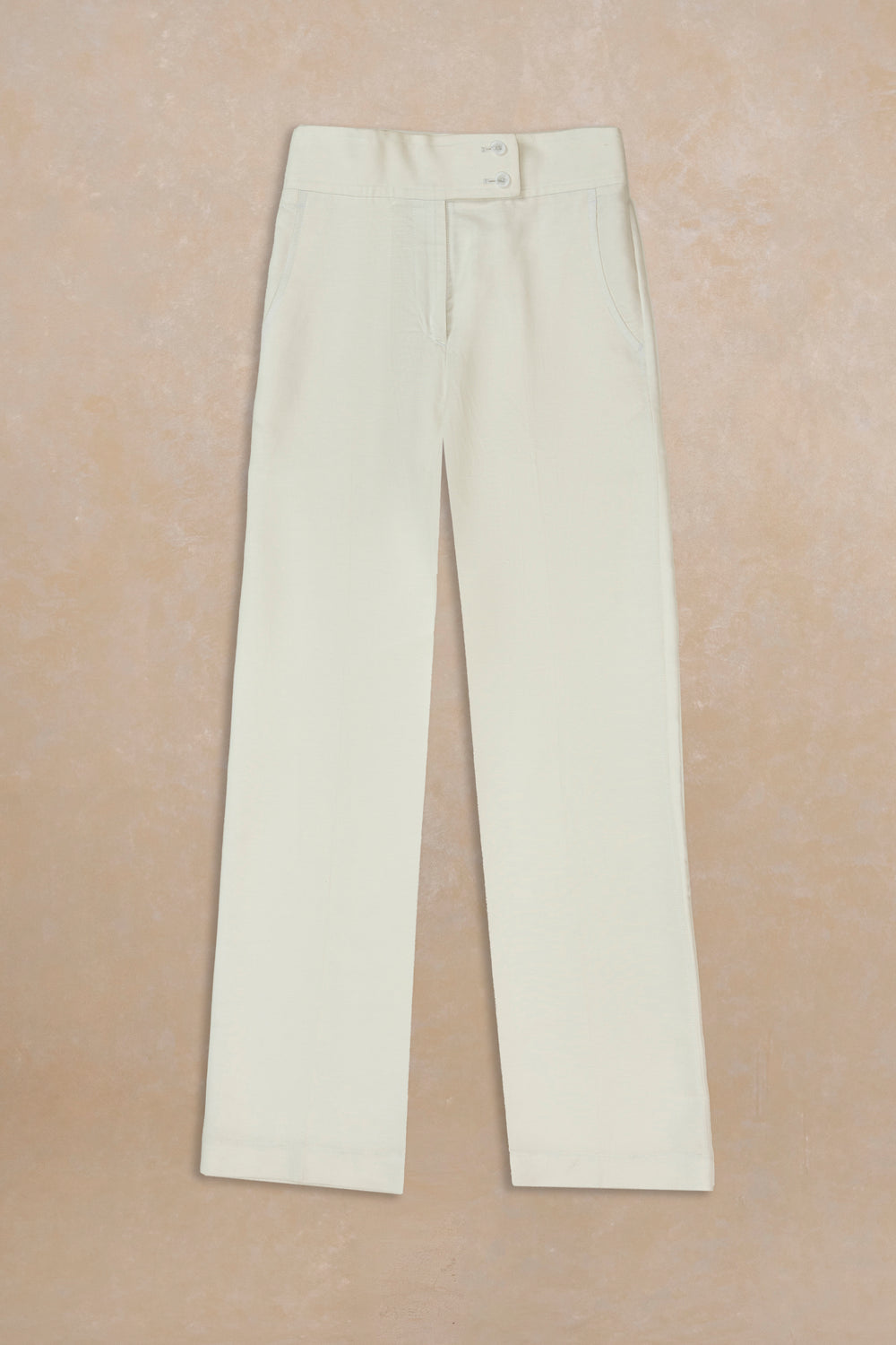 WHITE LINEN WIDE LEG TROUSER