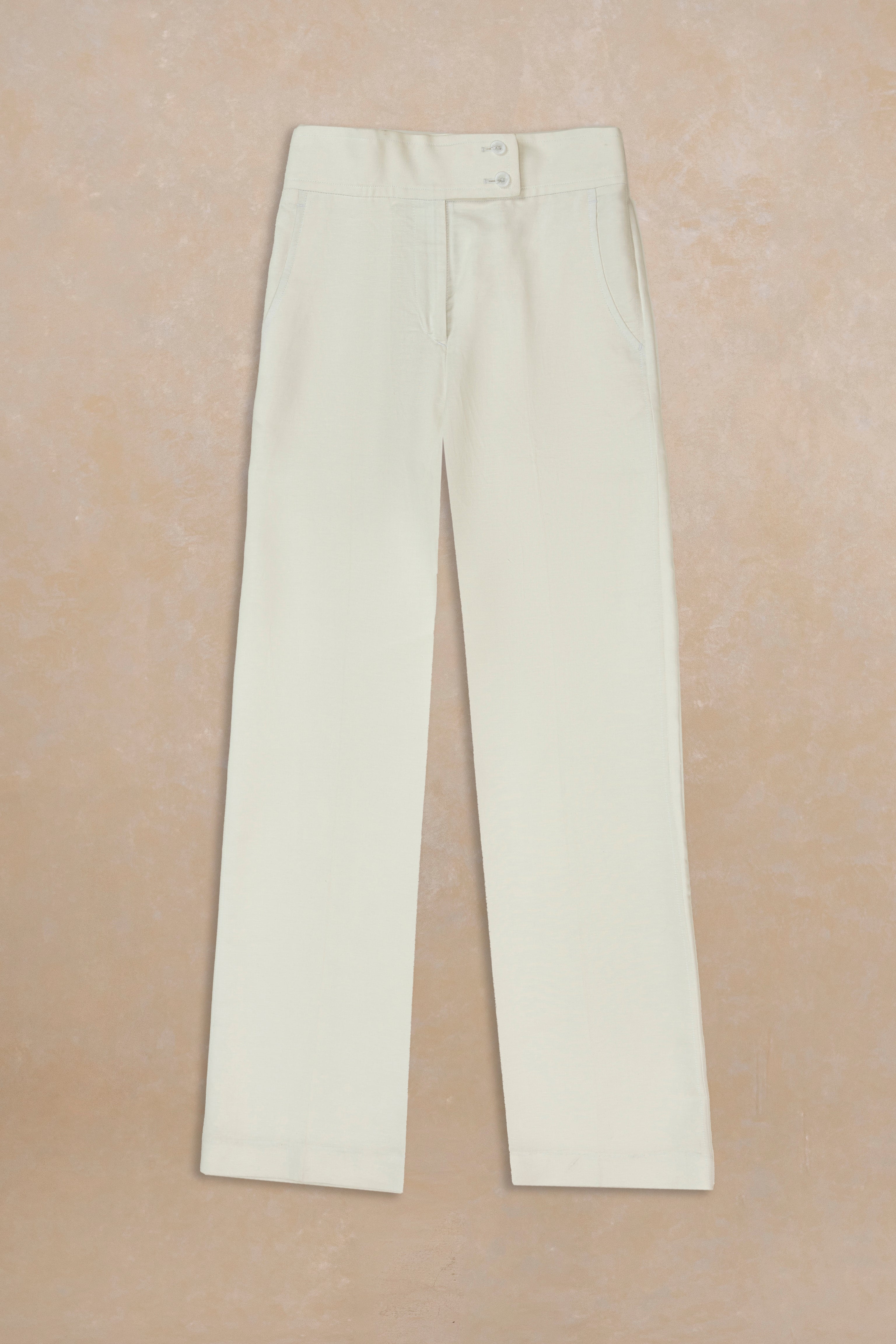 WHITE LINEN WIDE LEG TROUSER