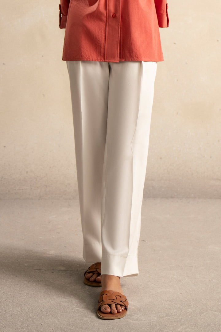 Off-White Cropped Straight Fit Trouser