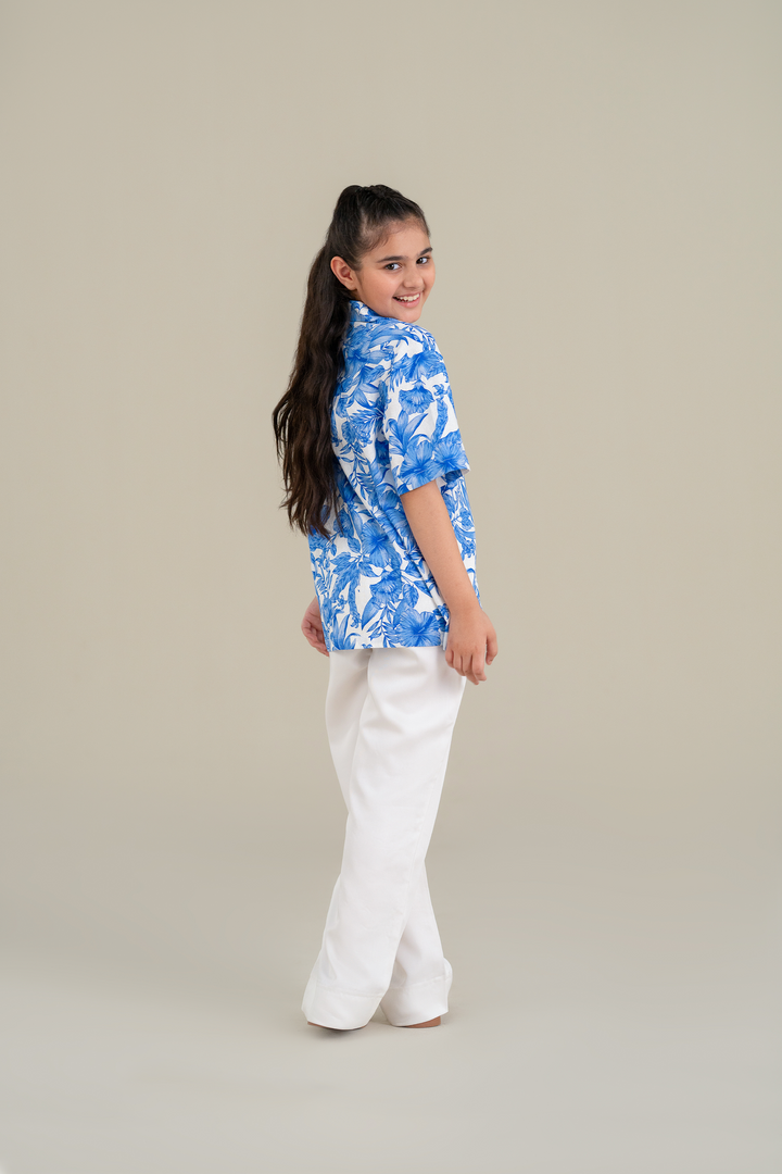 Blue Printed Resort Shirt