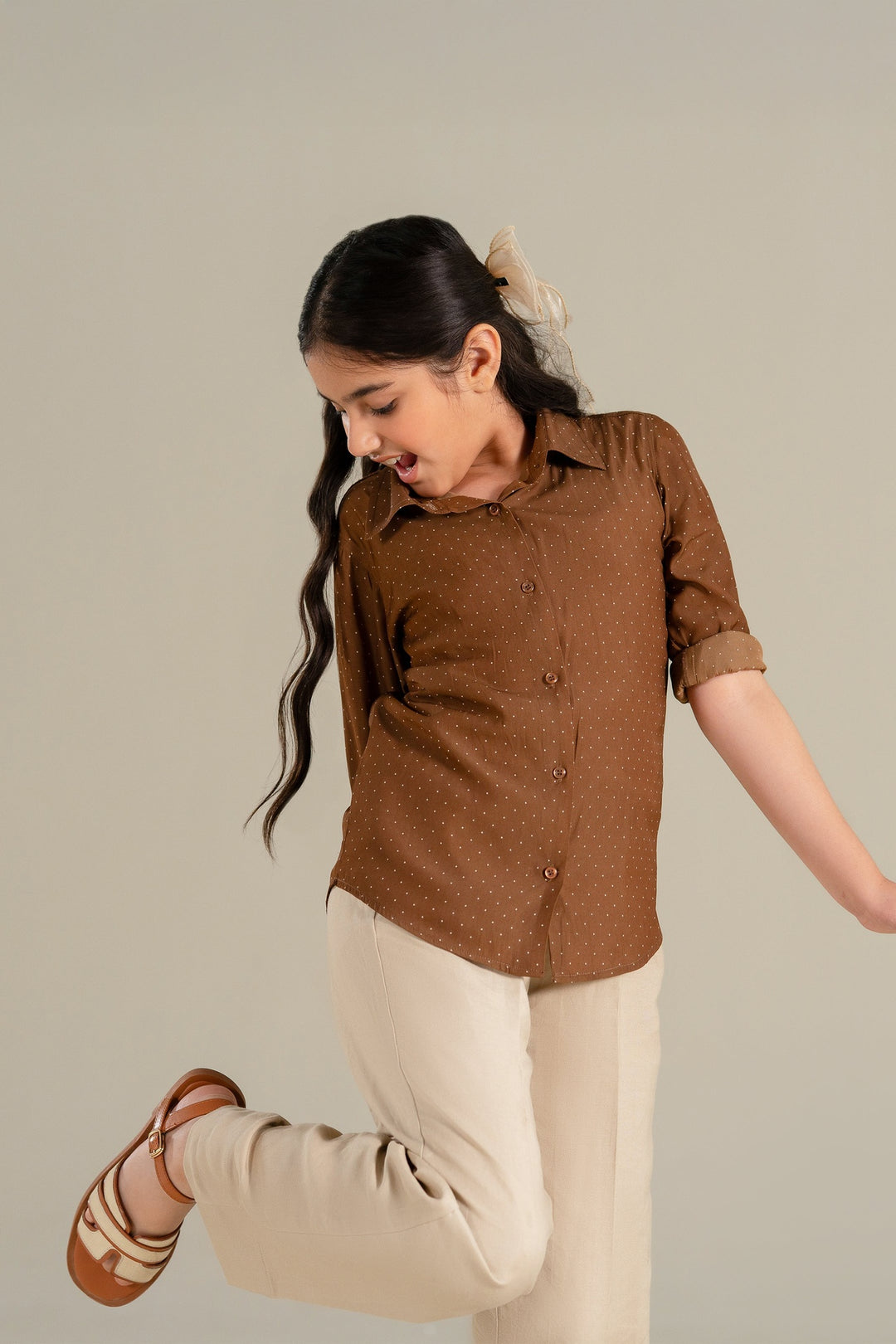 Brown Polka Dot Shirt