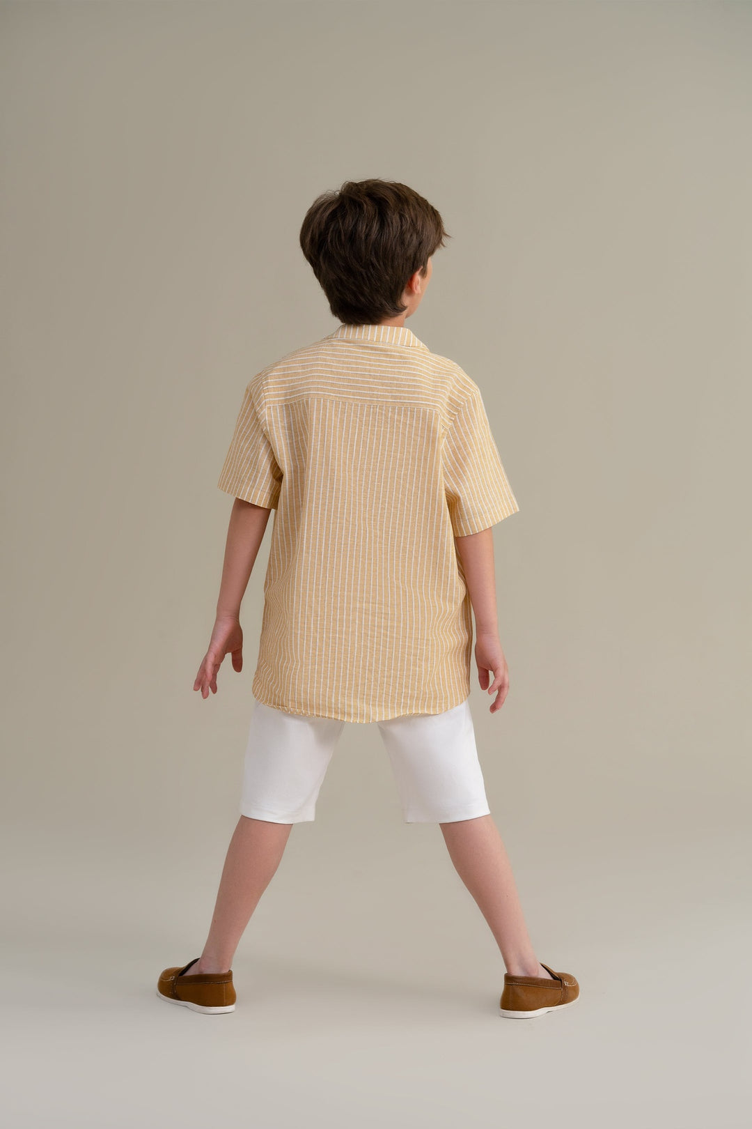 Yellow Mandarin Collar Shirt