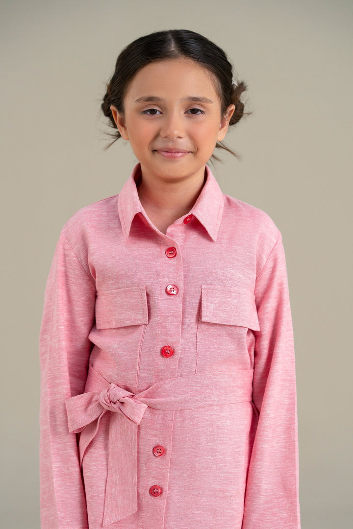 Pink Safari Shirt Dress