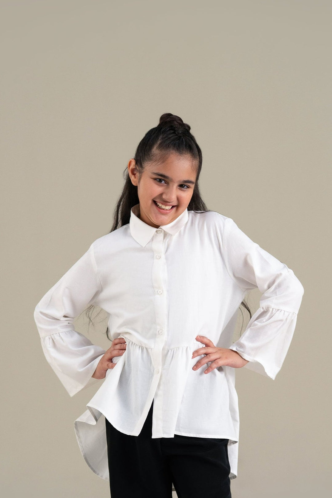 White Shirt with Ruffle Detail