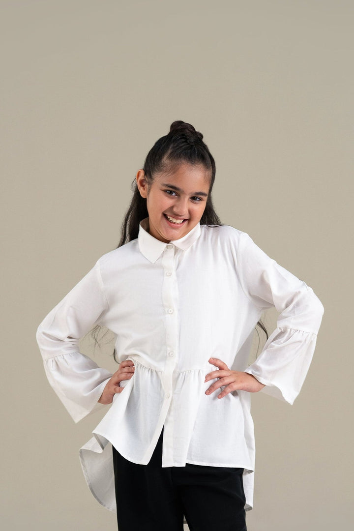 White Shirt with Ruffle Detail