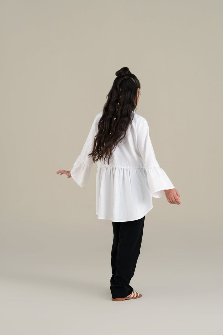 White Shirt with Ruffle Detail