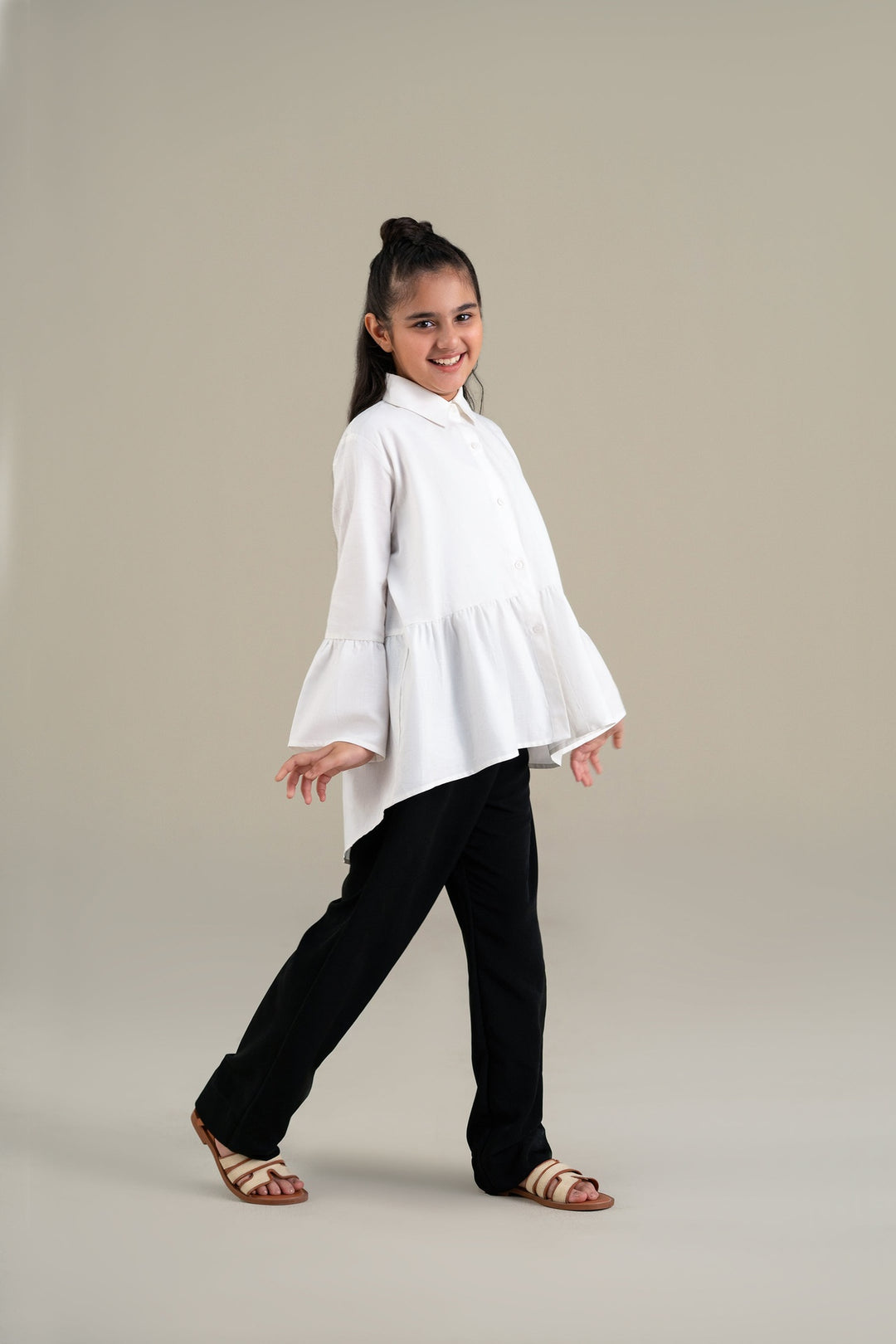 White Shirt with Ruffle Detail