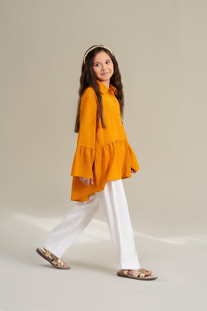 Mustard Shirt with Ruffle Detail