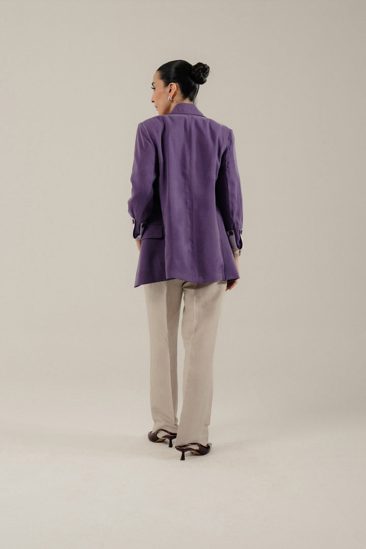 Beige Linen Straight Fit Trouser