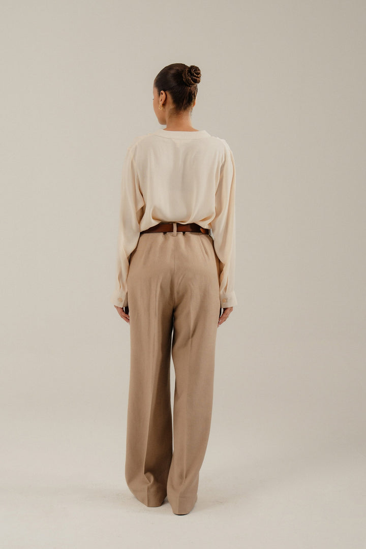 Beige Pleated Blouse