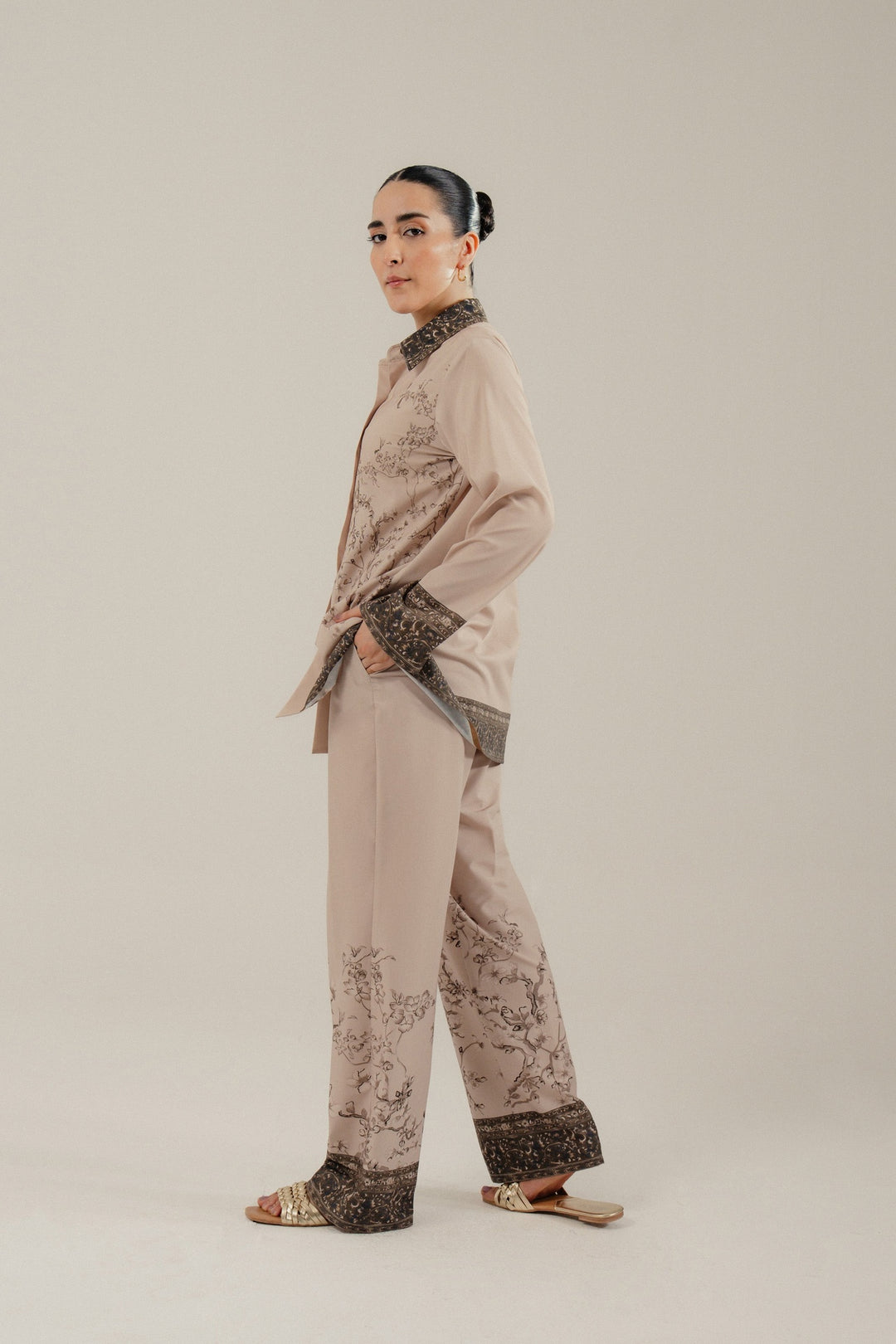 Beige Printed Co-Ord Set