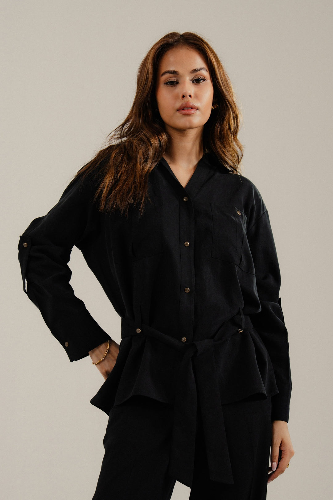 Black Linen Safari Set
