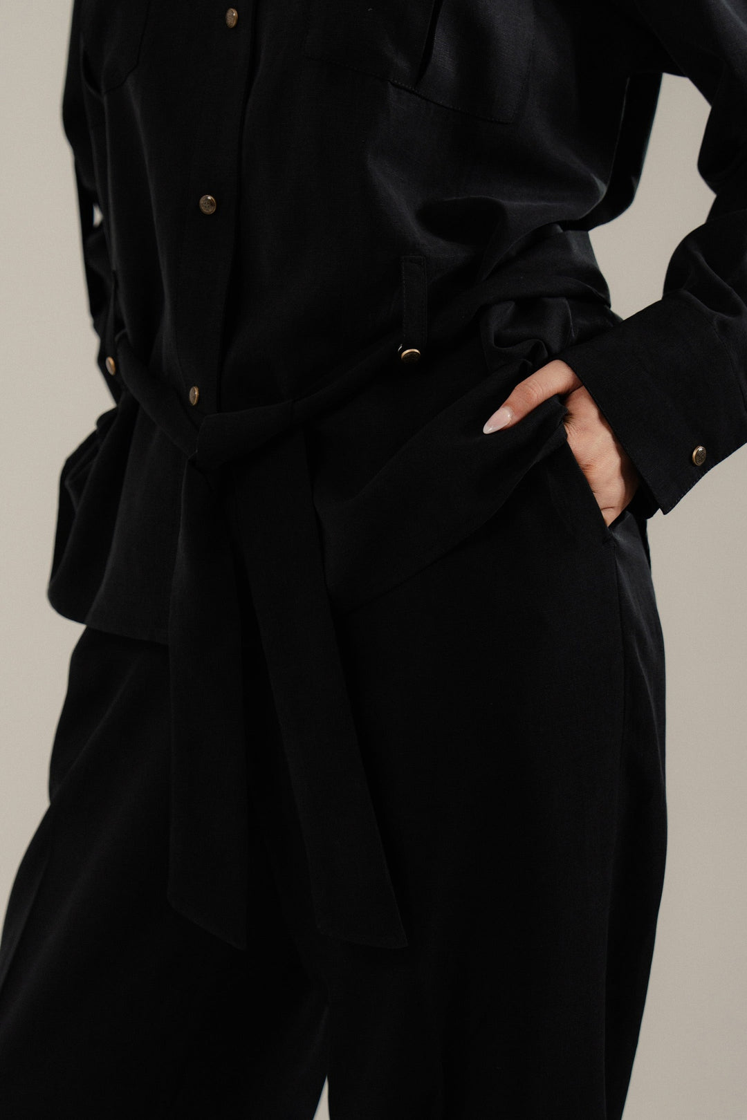 Black Linen Safari Set