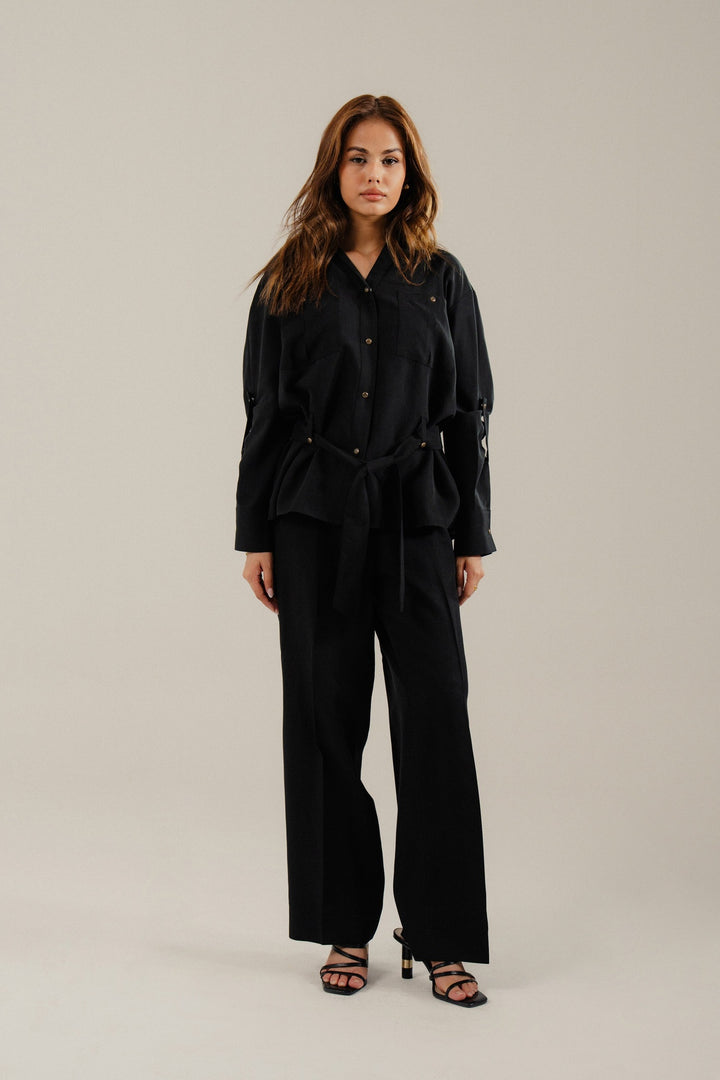 Black Linen Safari Set