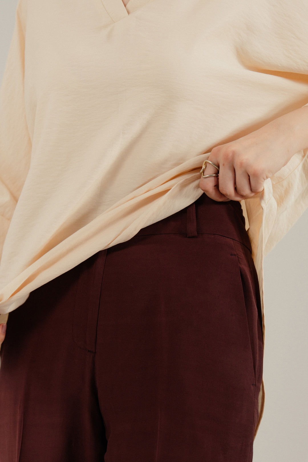 Burgundy Wide Leg Trouser