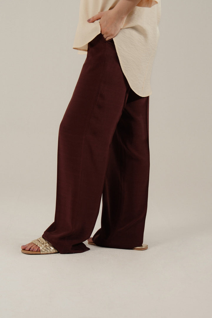 Burgundy Wide Leg Trouser
