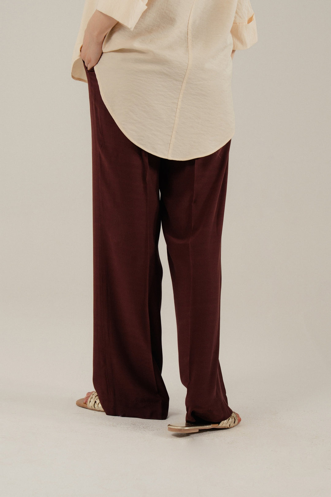 Burgundy Wide Leg Trouser