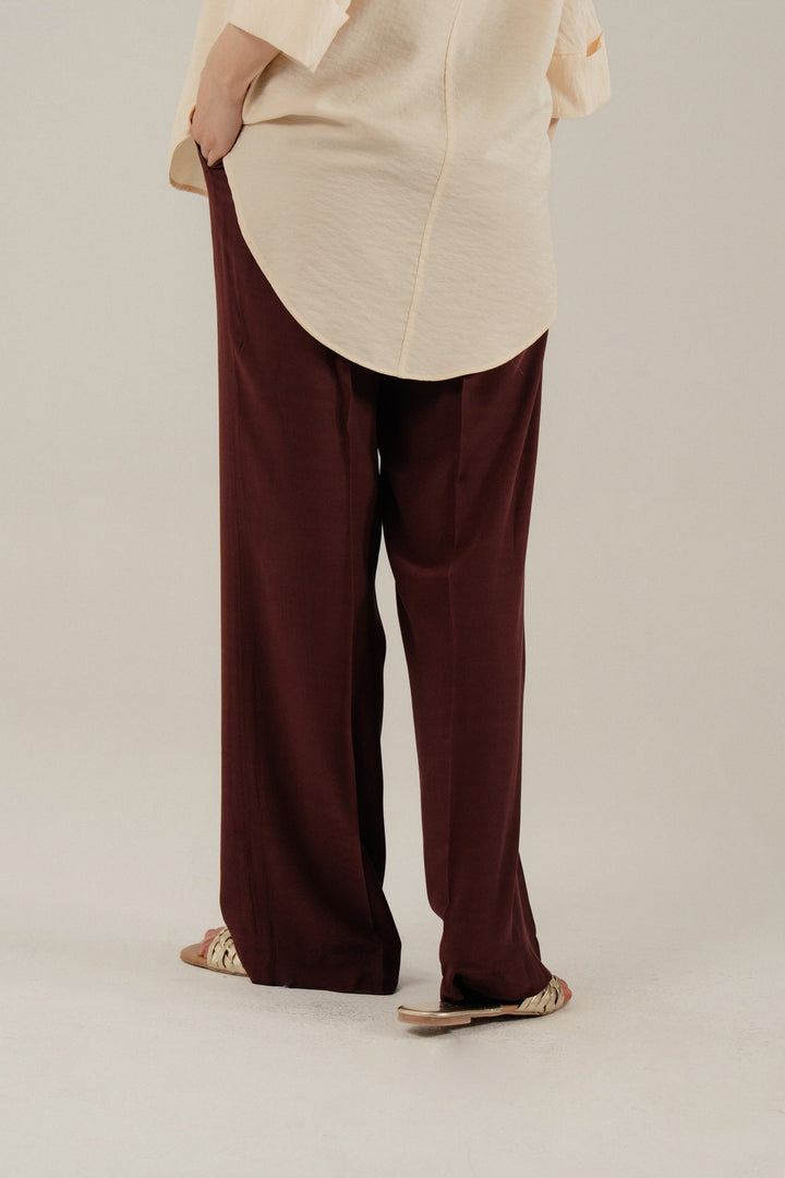 Burgundy Wide Leg Trouser