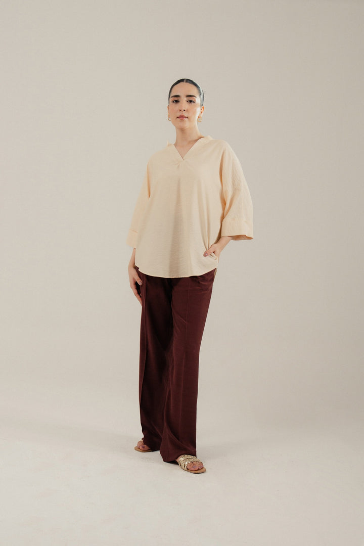 Burgundy Wide Leg Trouser