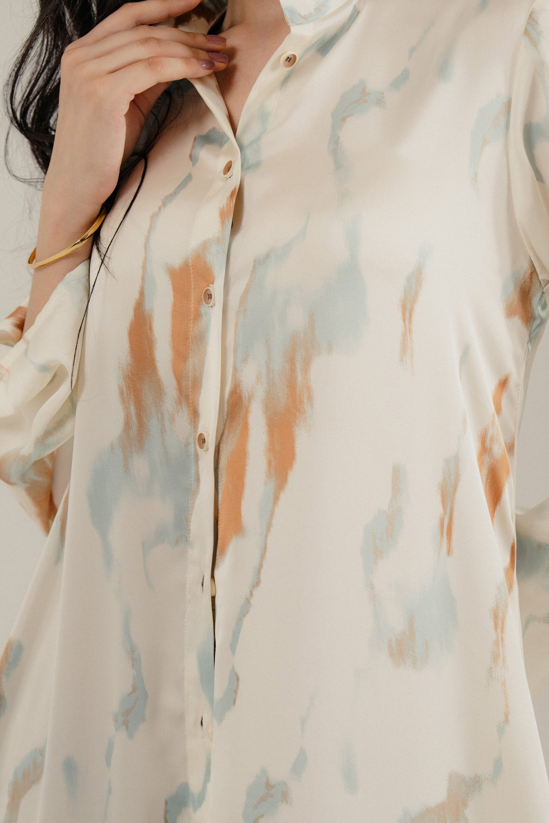 Off White Printed Silk Dress