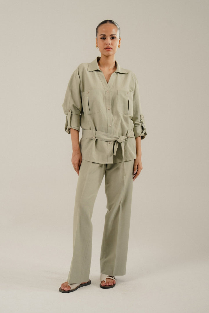 Pistachio Linen Safari Set
