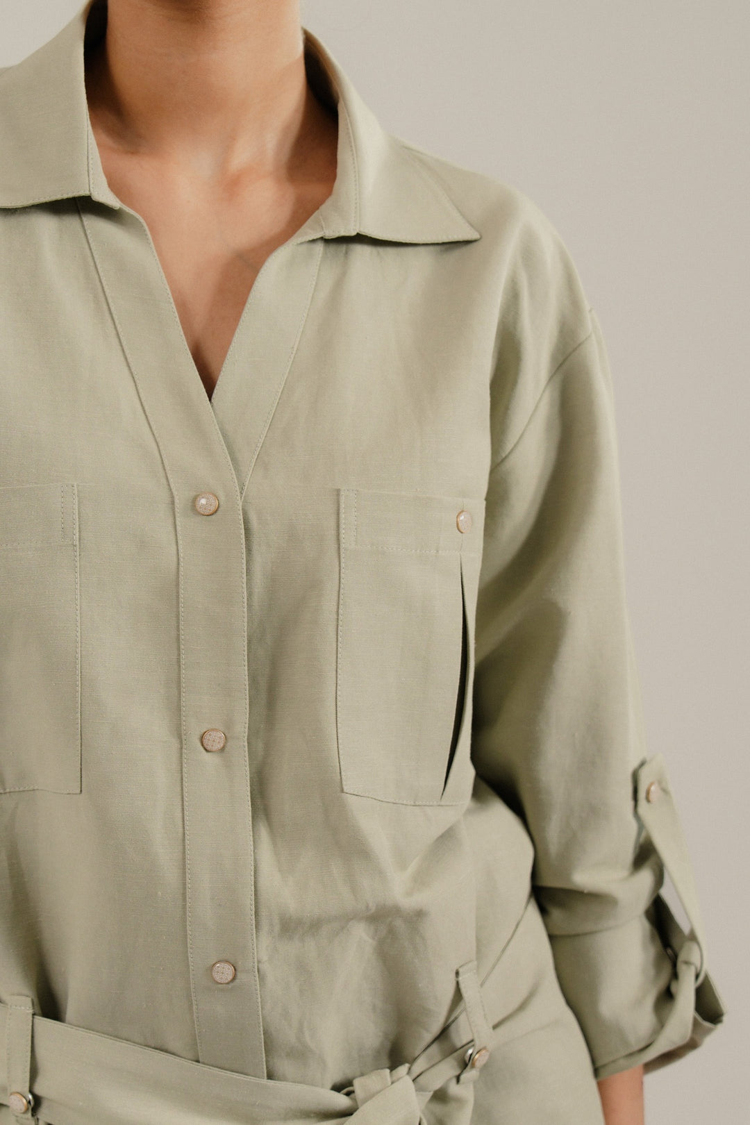 Pistachio Linen Safari Set