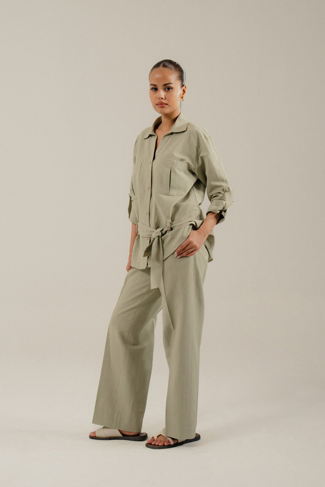 Pistachio Linen Safari Set
