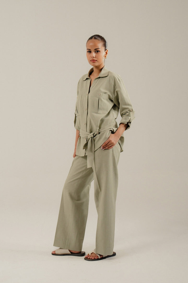 Pistachio Linen Safari Set
