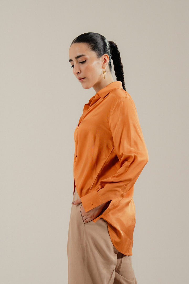 Tangerine Silk Shirt