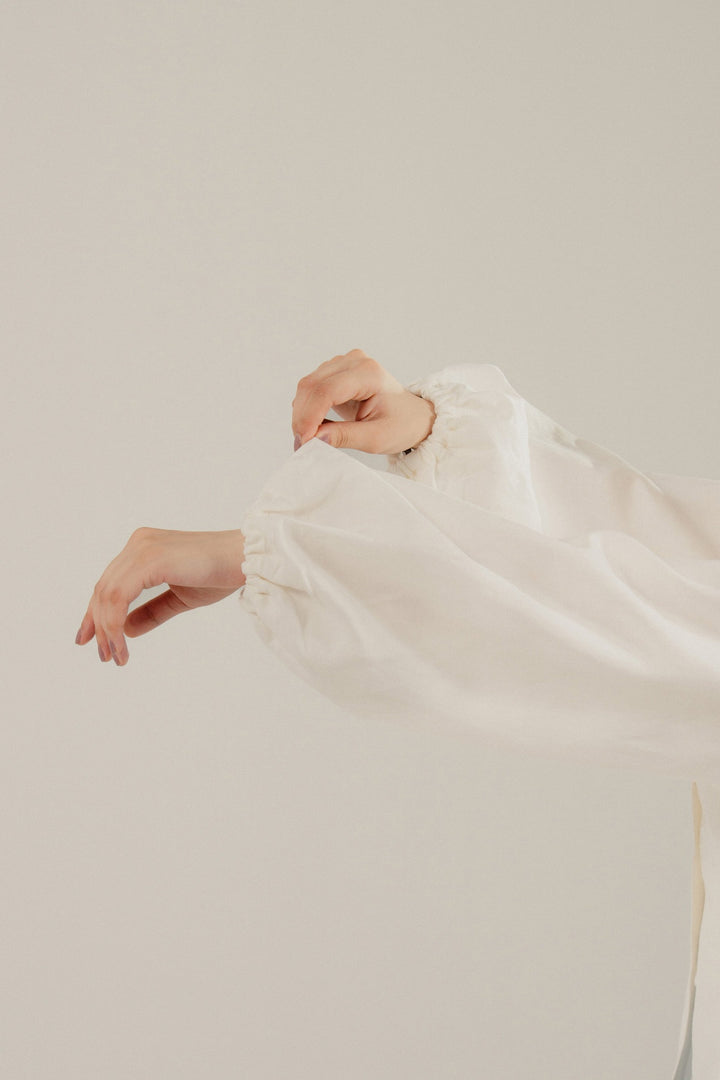 White Linen Shirt With Balloon Sleeves
