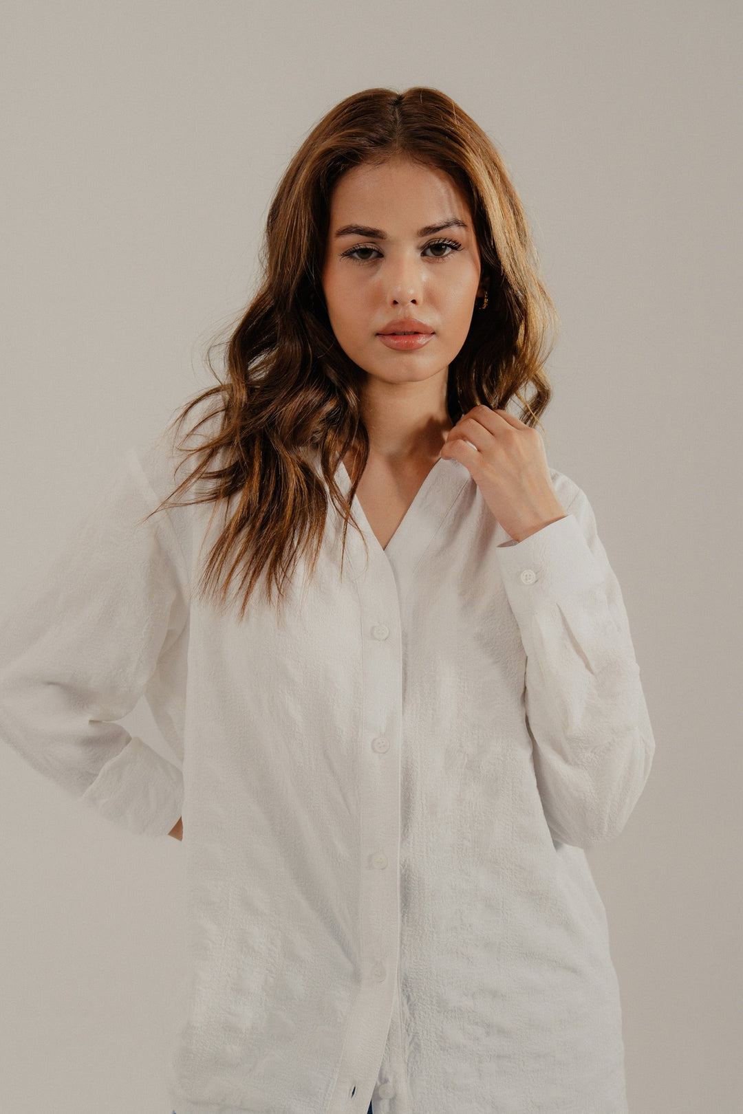 White Pleated Blouse