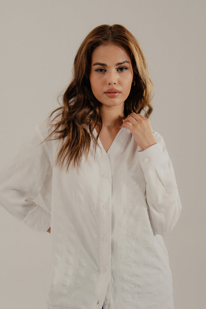 White Pleated Blouse